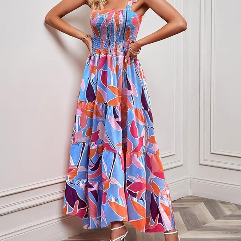 kinstell women's tropical floral maxi dress (size medium - NWT)